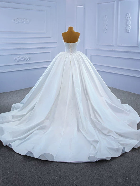 Luxury Model Ball Gown Sleeveless Stain Long Wedding Dresses 67349