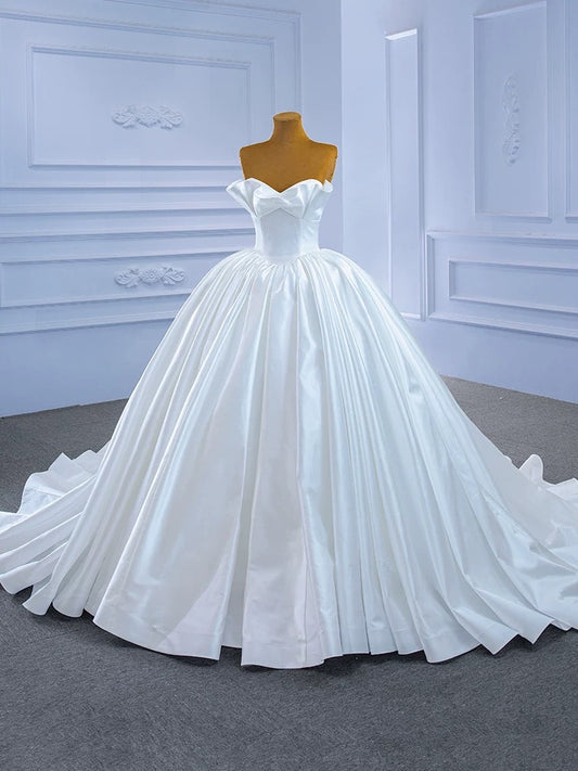 Luxury Model Ball Gown Sleeveless Stain Long Wedding Dresses 67349