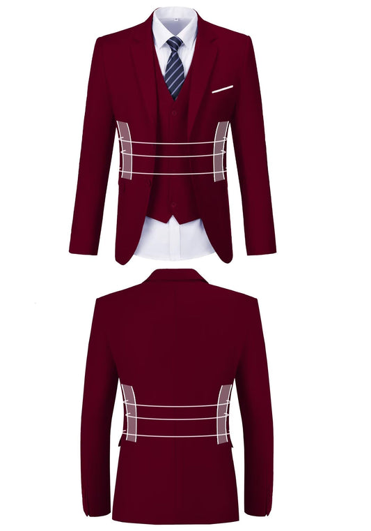 Men Suit 3 Pieces Slim Fit, Groomsmen Business Jacket Vest Pant with Tie 2 Buttons Prom Tuxedo For Wedding Porm Homecoming Party