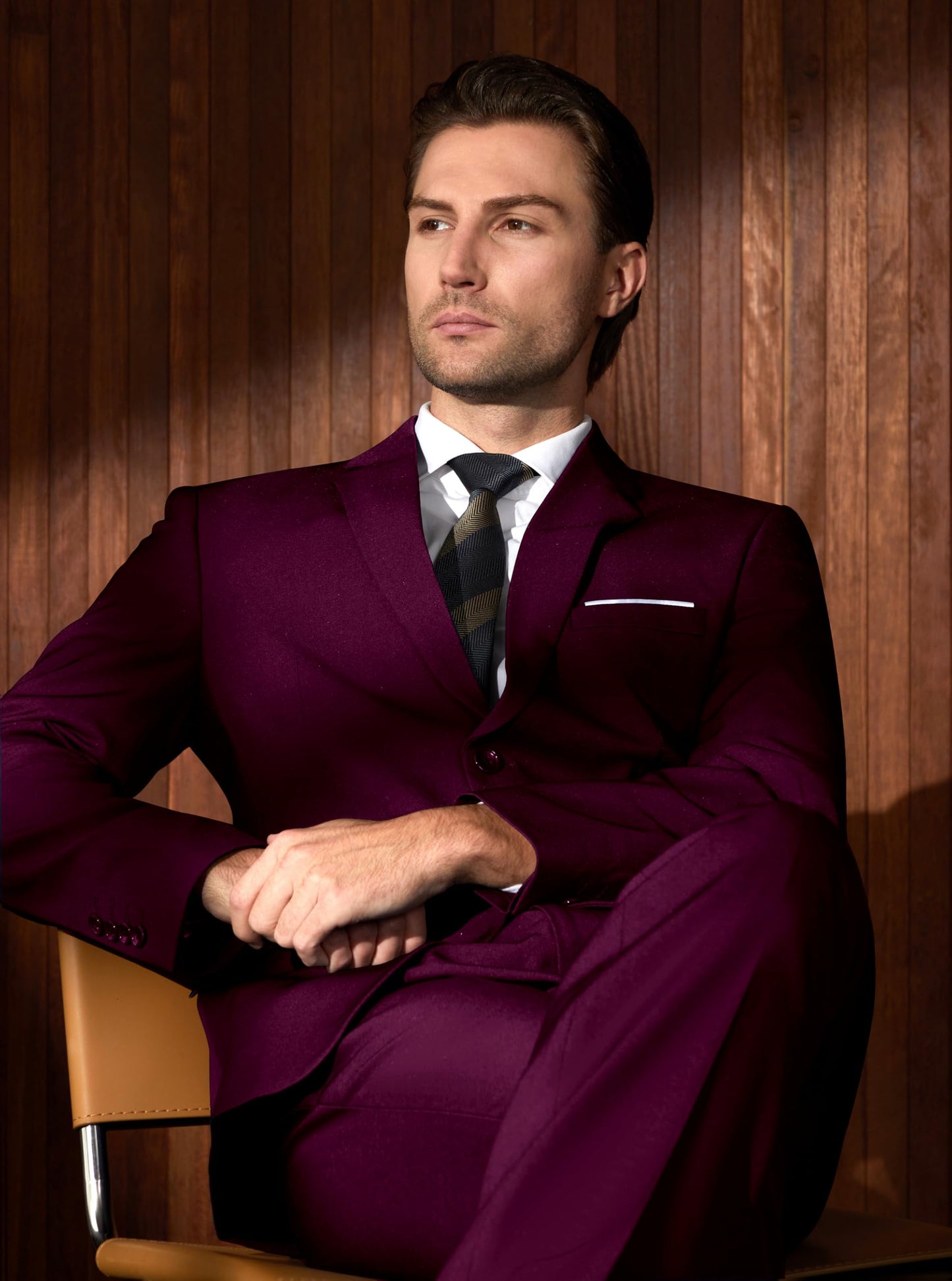 Men’s Slim Fit Suit One Button 3-Piece Blazer Dress Business Wedding Party Jacket Vest & Pant