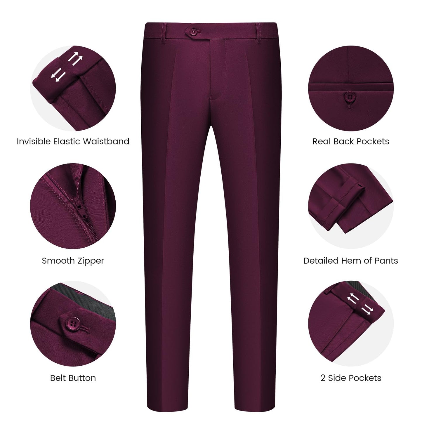 Men’s Slim Fit Suit One Button 3-Piece Blazer Dress Business Wedding Party Jacket Vest & Pant