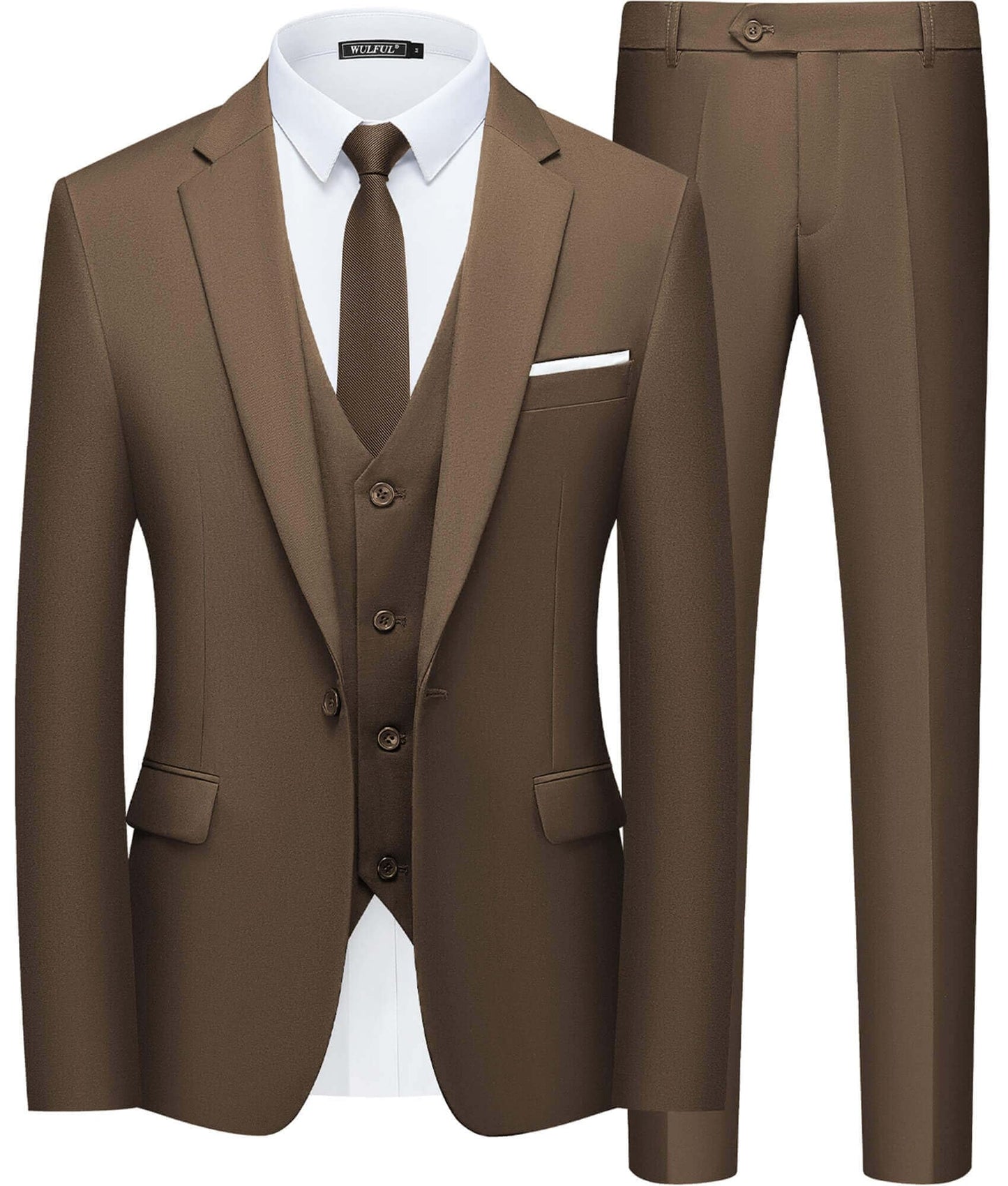 Men’s Slim Fit Suit One Button 3-Piece Blazer Dress Business Wedding Party Jacket Vest & Pant