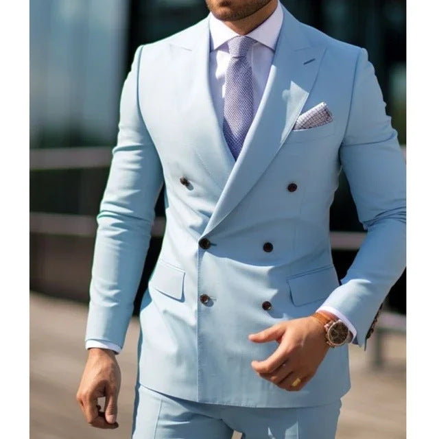 2 Piece Double Breasted Suit Men Slim Fit Mens Double Breasted Blazer Pants Sets Wedding Prom Homecoming Suit