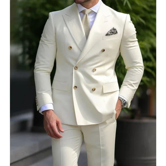 2 Piece Double Breasted Suit Men Slim Fit Mens Double Breasted Blazer Pants Sets Wedding Prom Homecoming Suit