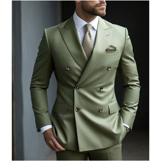 2 Piece Double Breasted Suit Men Slim Fit Mens Double Breasted Blazer Pants Sets Wedding Prom Homecoming Suit