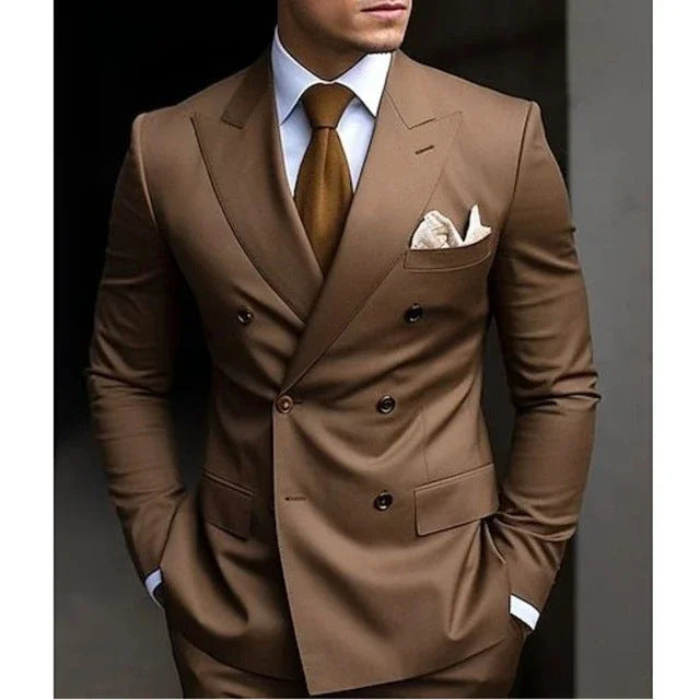 2 Piece Double Breasted Suit Men Slim Fit Mens Double Breasted Blazer Pants Sets Wedding Prom Homecoming Suit