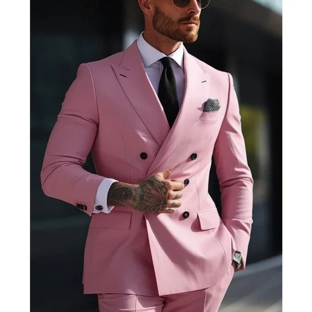 2 Piece Double Breasted Suit Men Slim Fit Mens Double Breasted Blazer Pants Sets Wedding Prom Homecoming Suit