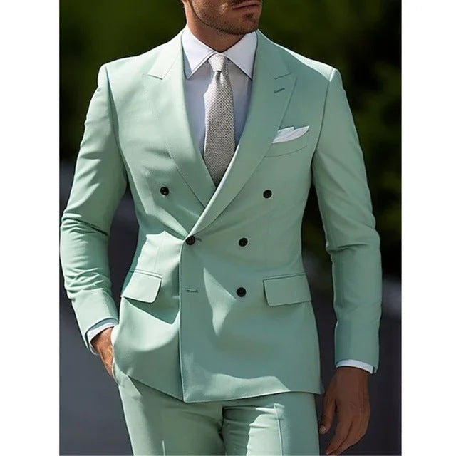 2 Piece Double Breasted Suit Men Slim Fit Mens Double Breasted Blazer Pants Sets Wedding Prom Homecoming Suit