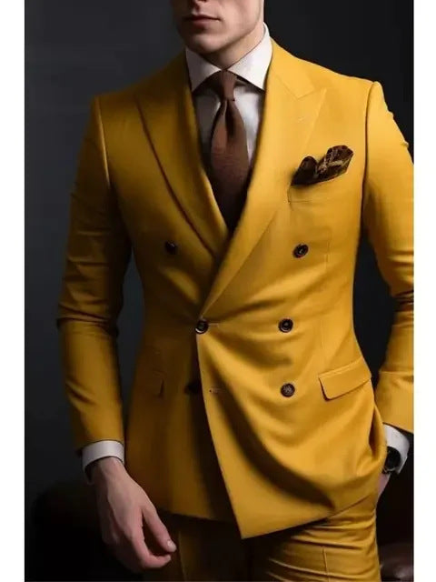 2 Piece Double Breasted Suit Men Slim Fit Mens Double Breasted Blazer Pants Sets Wedding Prom Homecoming Suit