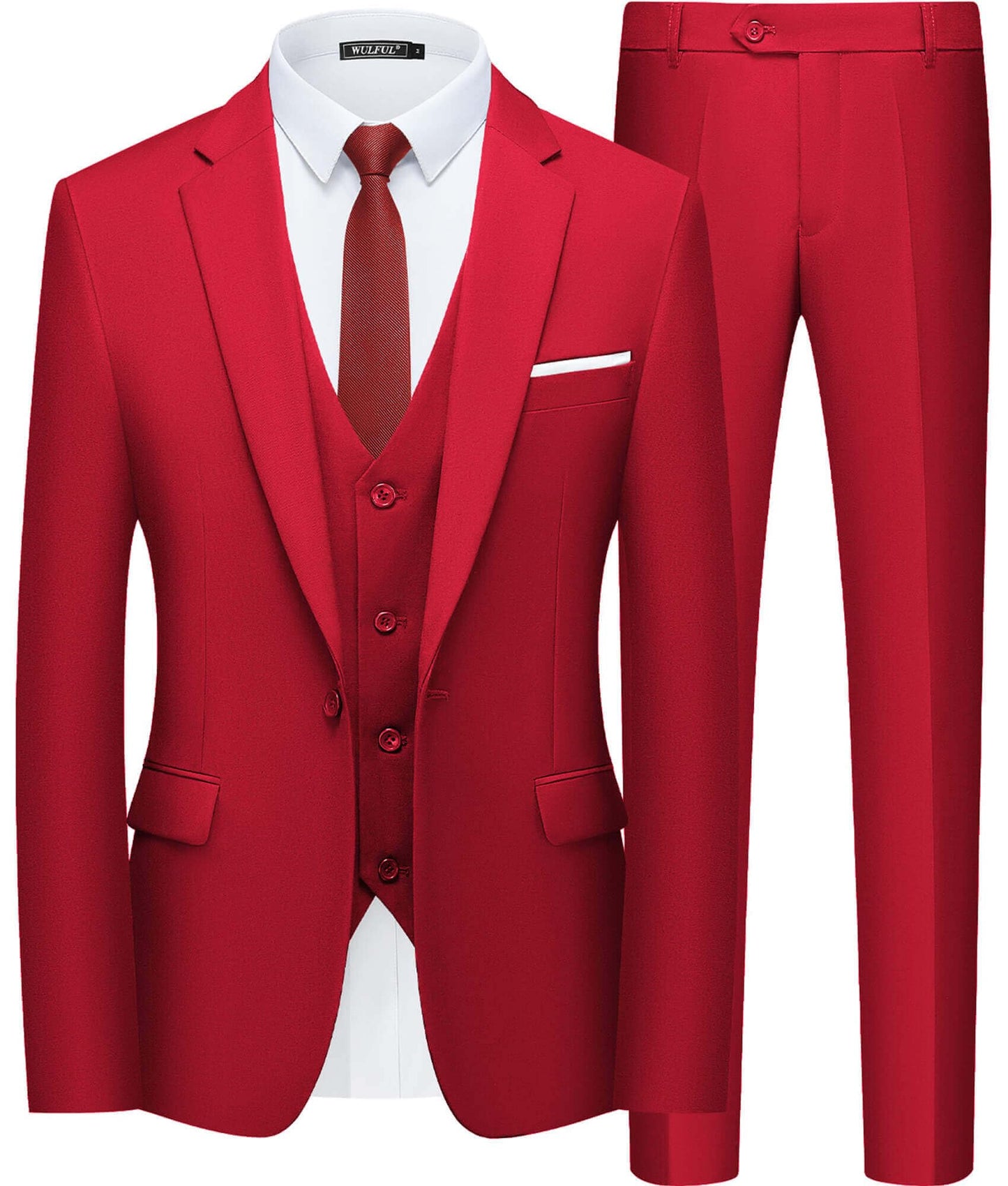 Men’s Slim Fit Suit One Button 3-Piece Blazer Dress Business Wedding Party Jacket Vest & Pant