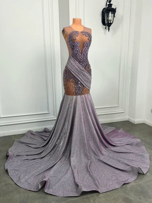 Sexy Beaded Sleeveless Long Mermaid Prom Dress XY0047