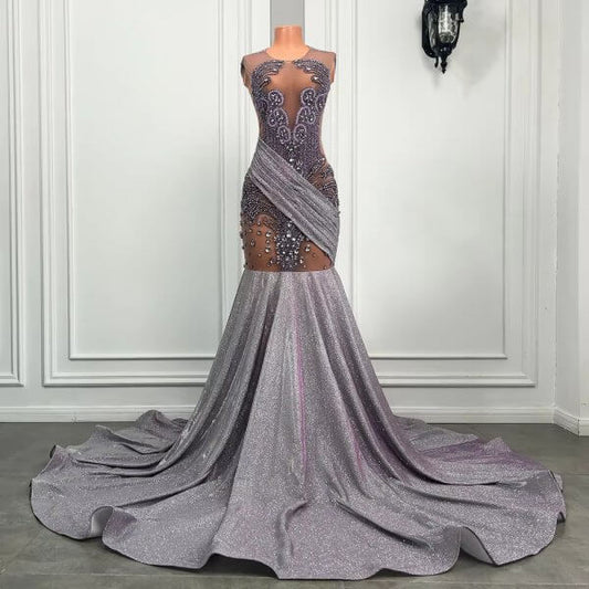 Sexy Beaded Sleeveless Long Mermaid Prom Dress XY0047